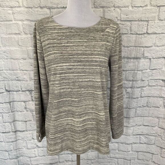 Talbots Women L cotton blend scoopneck Longsleeve textured pullover top - Picture 1 of 13